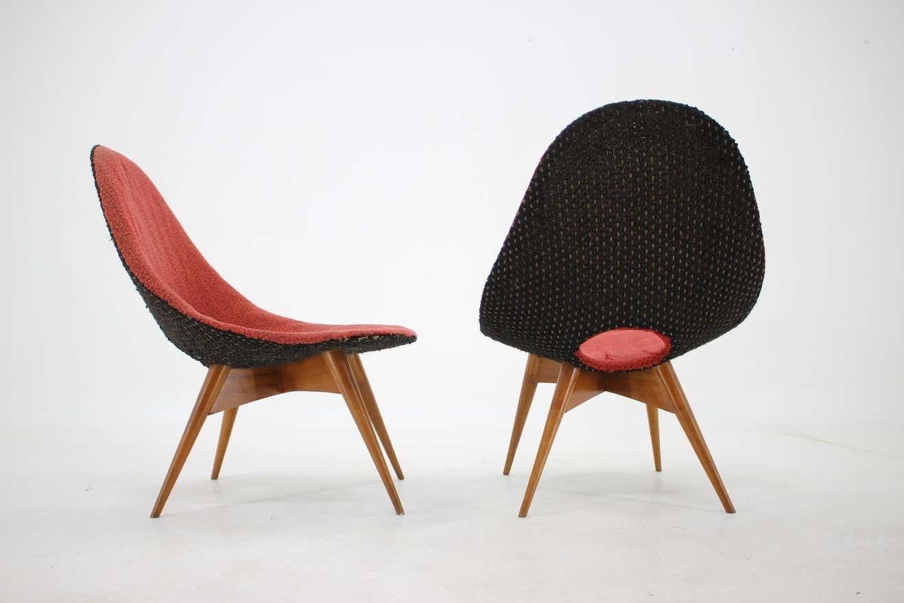 Pair Of Rare Design Fibreglass Chairs / Czechoslovakia, 1960s photo buy