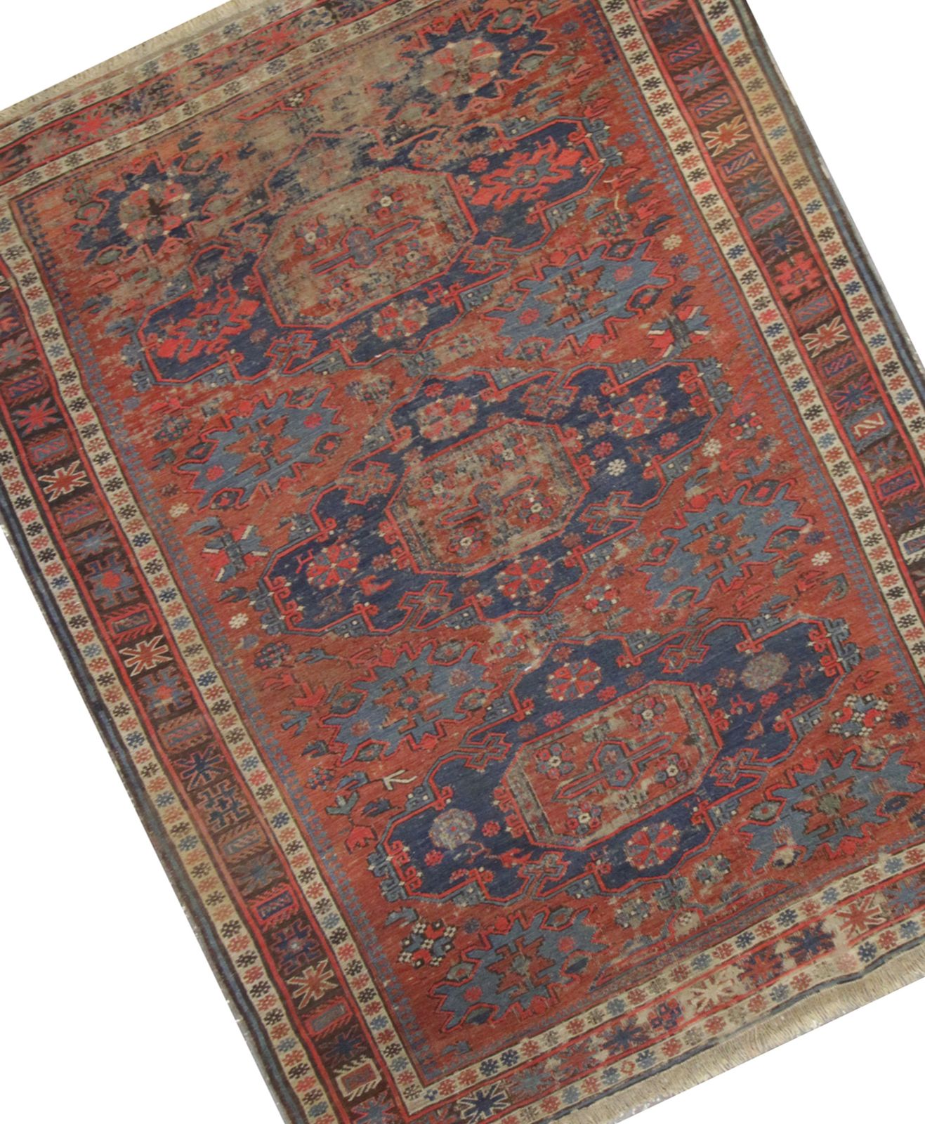 Old Worn Wool Afghan Kilim Area Rug  Handmade Geometric Wool Rug 127x170cm photo buy