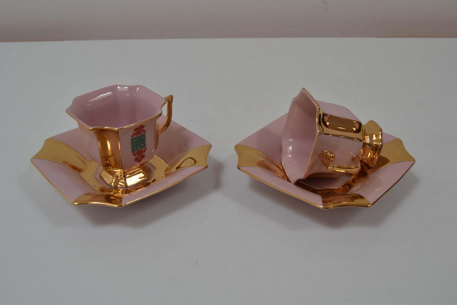 Mid Century Pair Of Mugs With Saucers By Haas & Czjzek Circa 1960s photo for sale