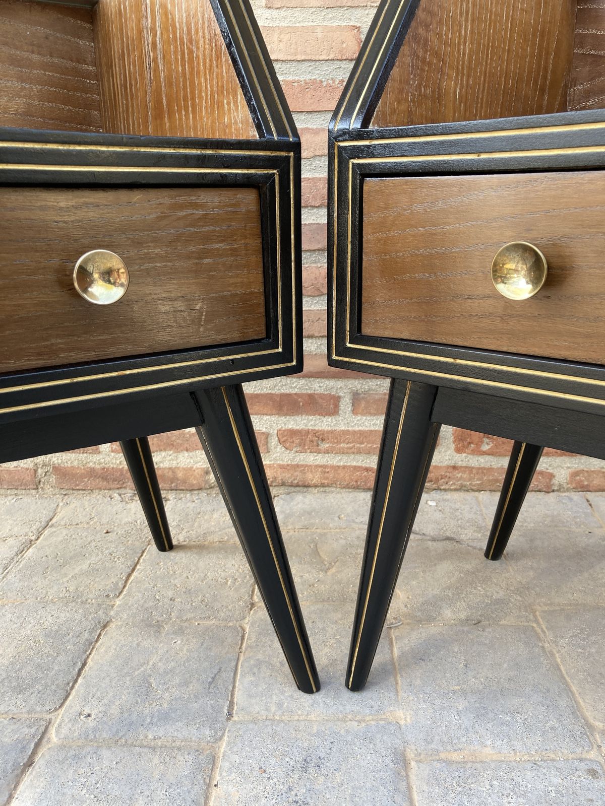 Mid Century Italian Nightstands With Glass, 1960s, Set Of 2 photo for sale