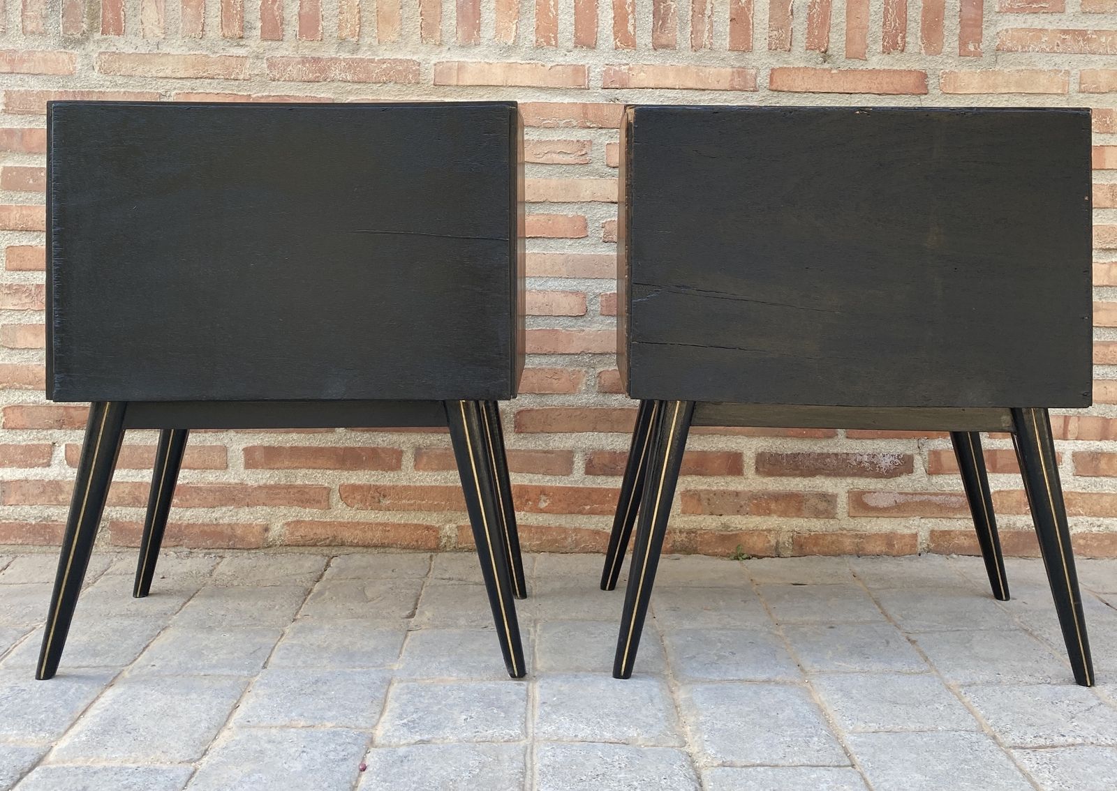 Mid Century Italian Nightstands With Glass, 1960s, Set Of 2 photo Furniture