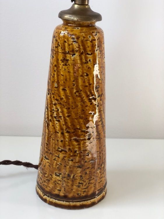 Gunnar Nylund Chamotte Lamp In Mustard By Rörstrand. 1940s. photo vinterior