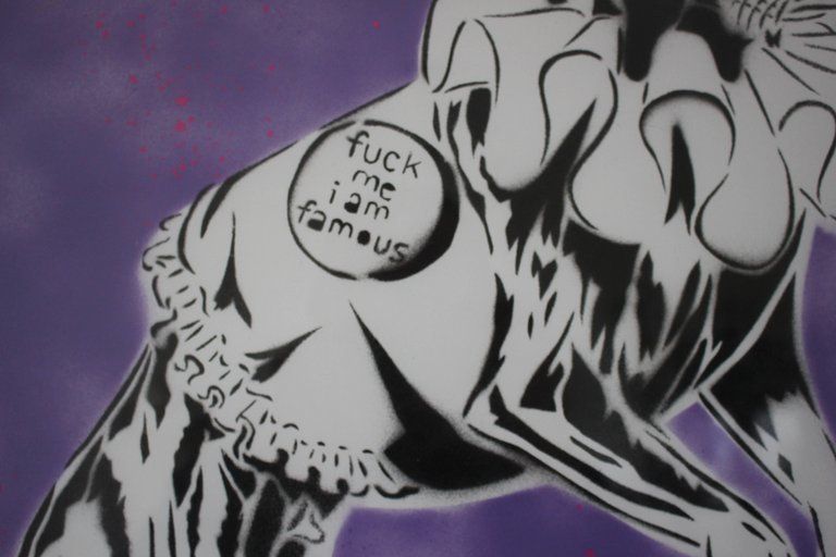 Rugman "Fuck Me I Am Famous" Hand Sprayed Stencil 2/10 By Rugman 2008 photo Art