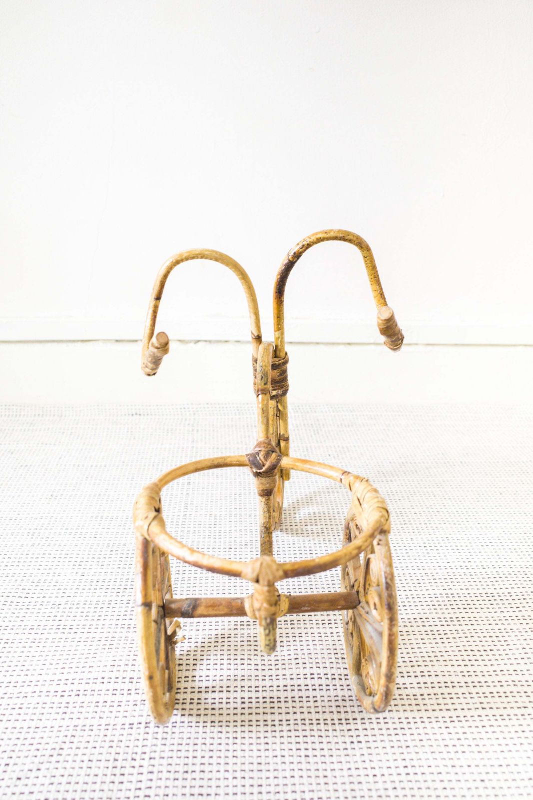 Bamboo Tricycle Planter, Wicker Bicycle Plant Pot Holder, Rattan Plant Stand, Mid Century, Cane Tiki Bohemian Boho photo 50.0