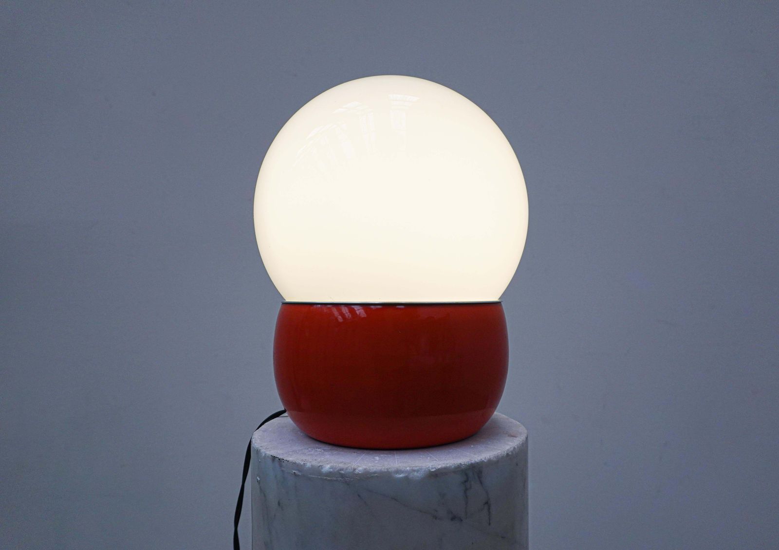 Mid Century Modern Red Italian Desk Lamp, Metal And Glass, 1960s photo Lighting