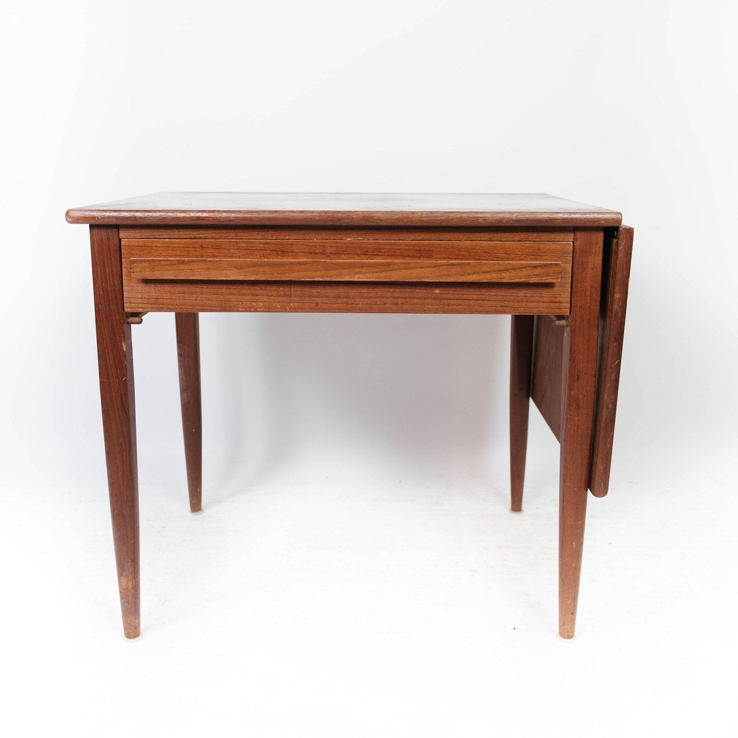 Side Table With Teak Flaps Of Danish Design Manufactured By Silkeborg Møbelfabrik In The 1960s. photo furniture