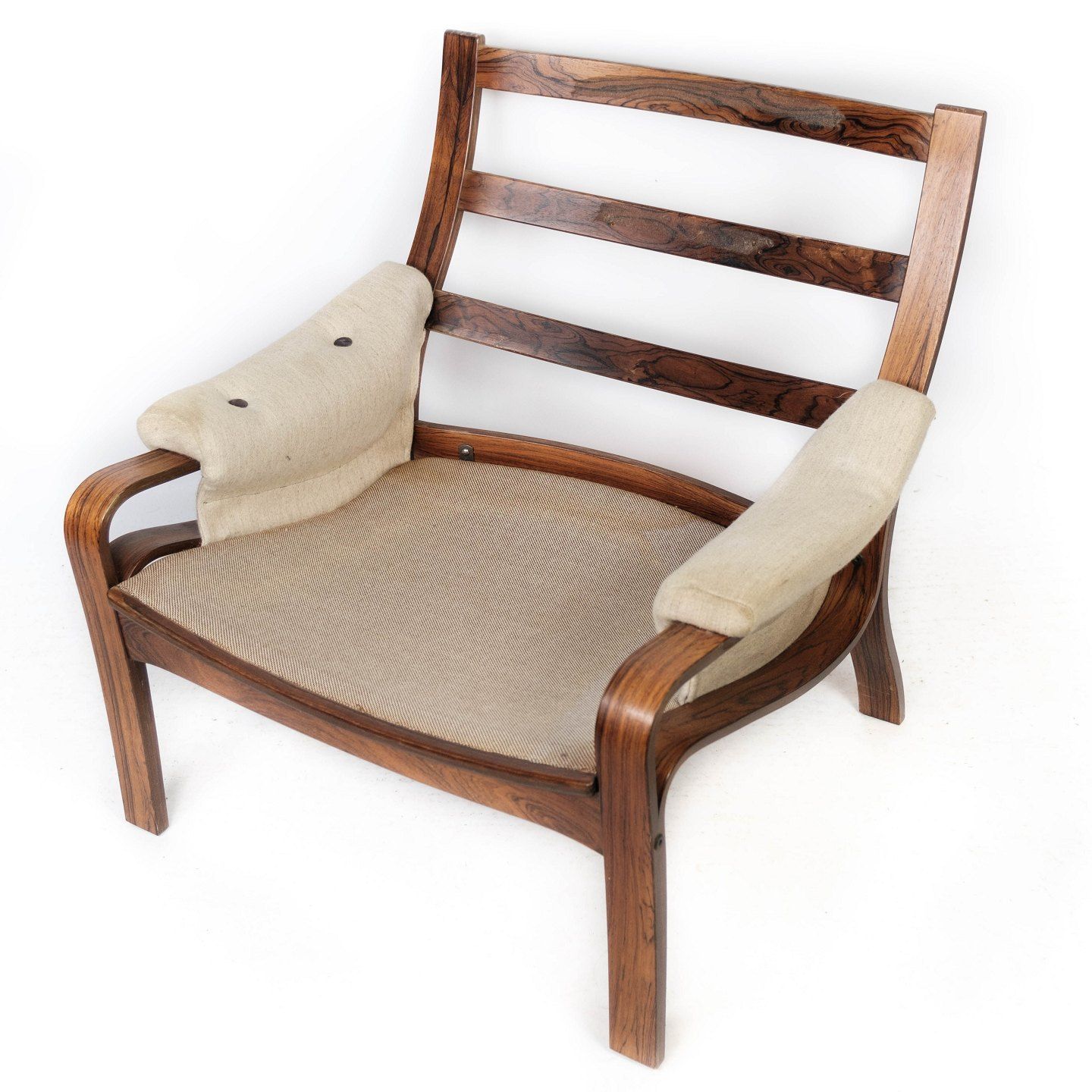 Easy Chair In Rosewood And Upholstered With Light Fabric, Of Danish Design From The 1960s. photo 1010.0