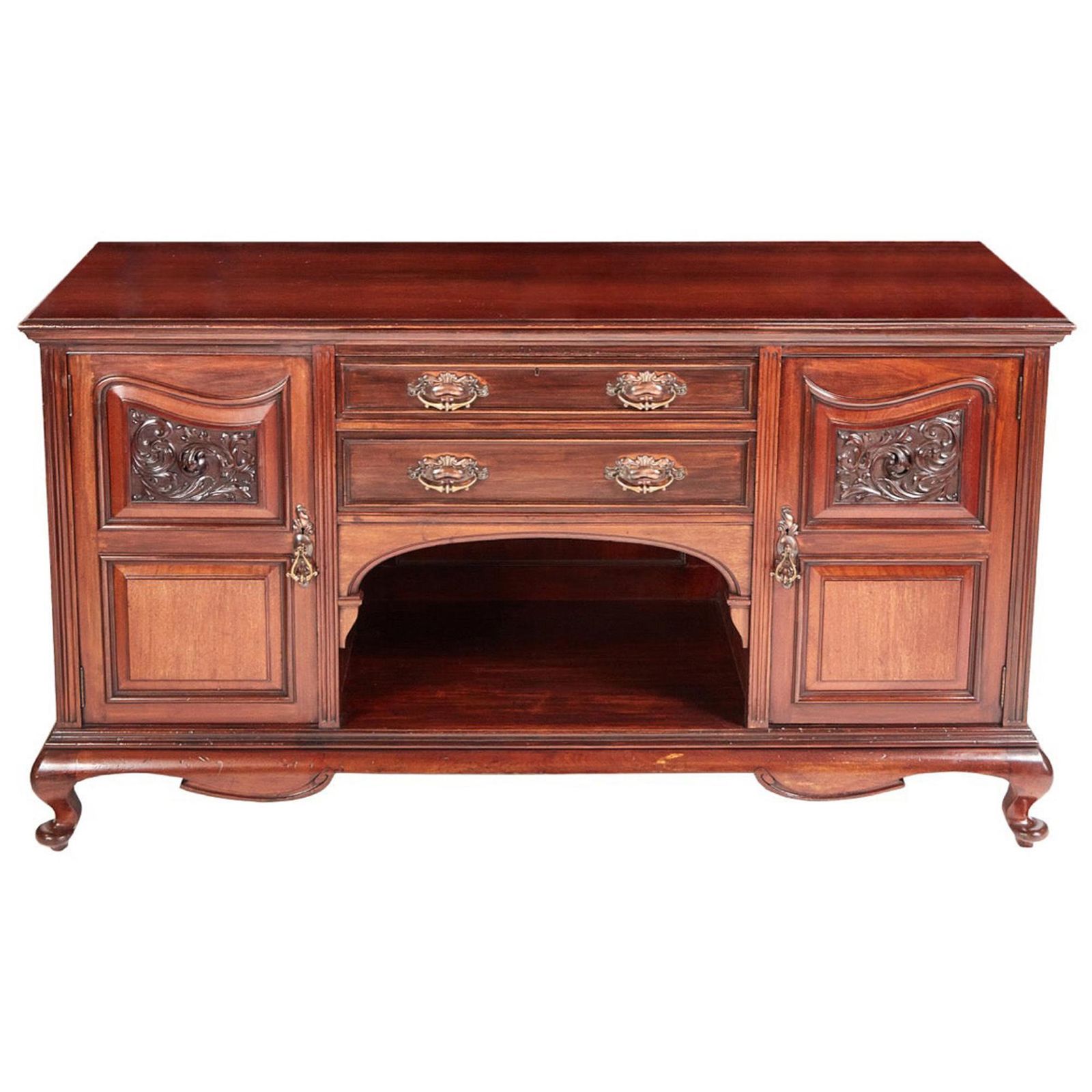 Quality Antique Carved Mahogany Sideboard By Maple & Co