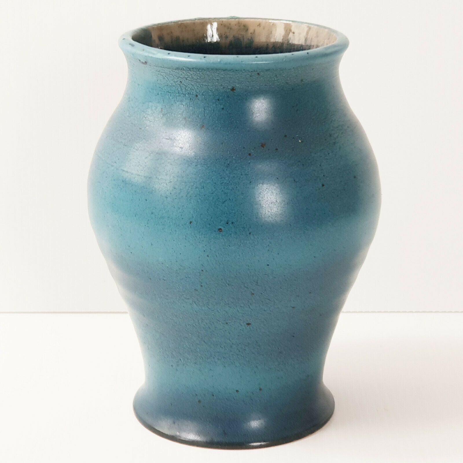 Superb Vintage Vase 1960 Ceramic Stoneware French Blue Gauloise 60s 1960s