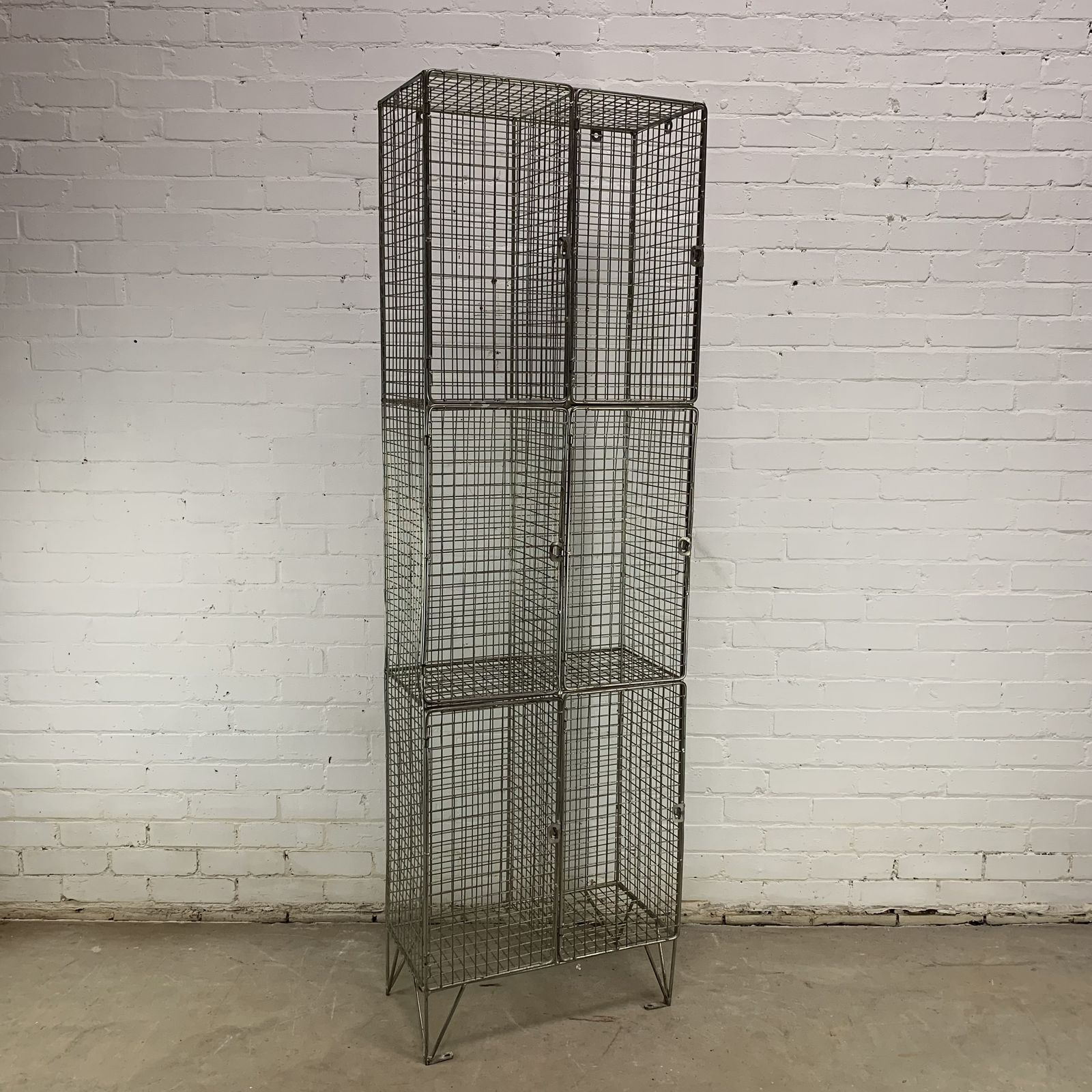 Large Vintage Wire Frame 6 Door Locker Unit