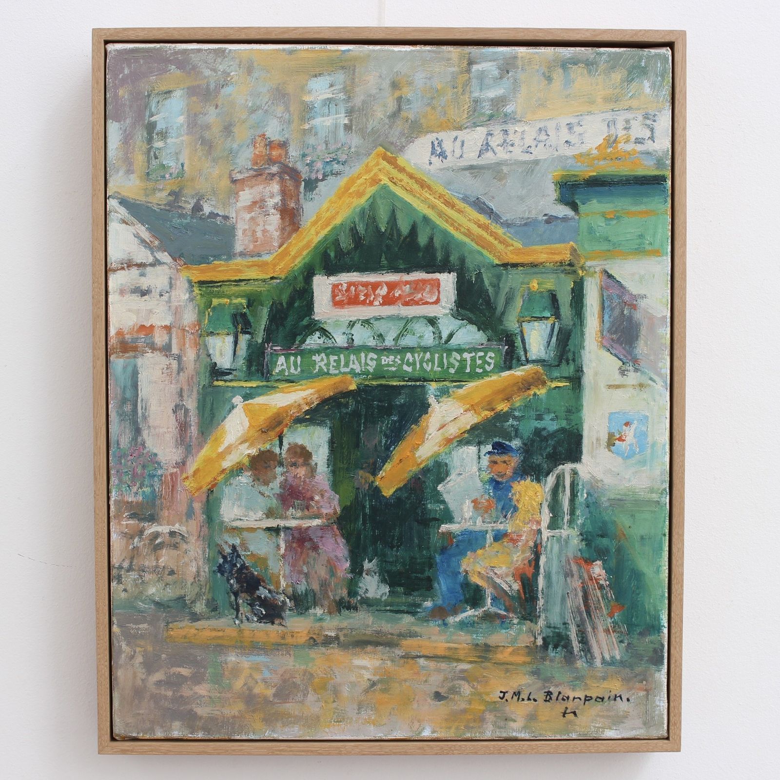 'The Cyclists Rest Stop In Honfleur' By Jean Marie Blanpain (Circa 1970s)