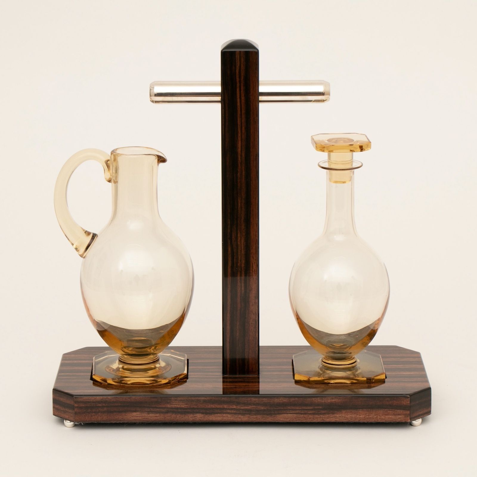 French Art Deco Daum Amber Crystal Whisky Decanter & Water Jug C.1930 photo for sale