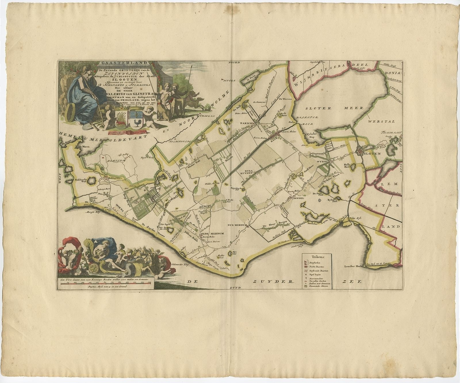 Antique Map Of The Gaasterland Township (Friesland) By Halma (1718)