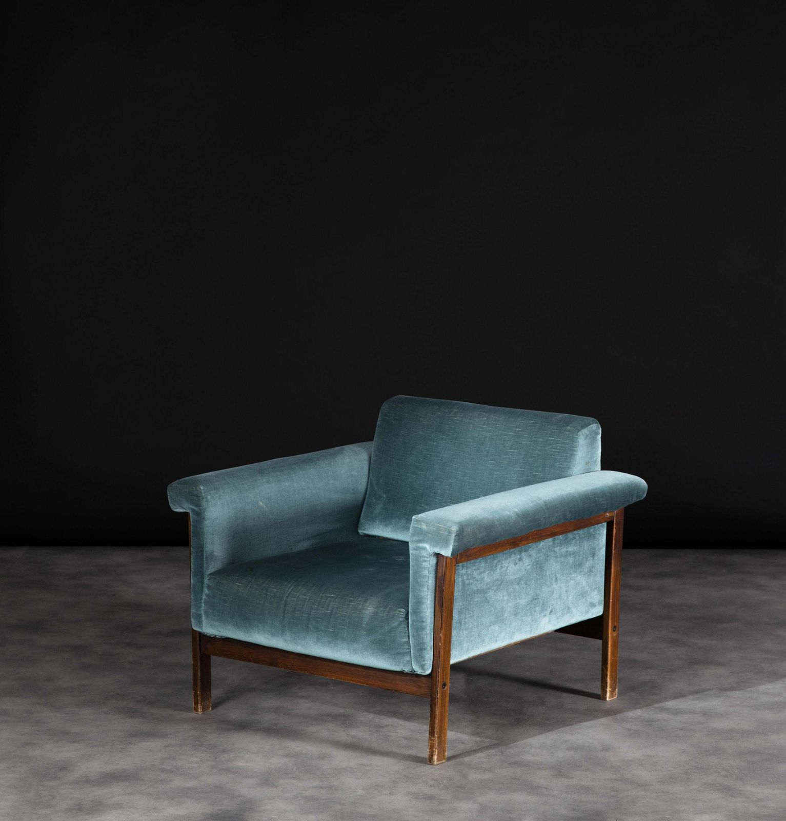 Ettore Sottsass Canada Armchair In Velvet Poltronova, 1950s photo for sale