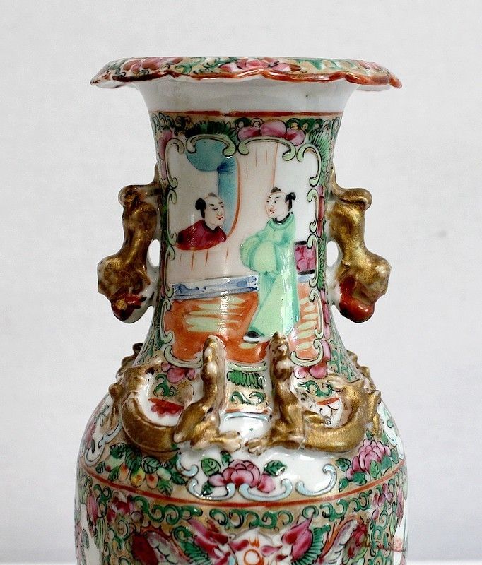 photo furniture Pair Of Canton Porcelain Vases, China, Late 19th Century