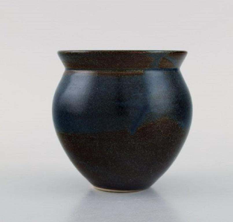 European Studio Ceramicist, Unique Vase In Glazed Stoneware, Late 20th C photo for sale