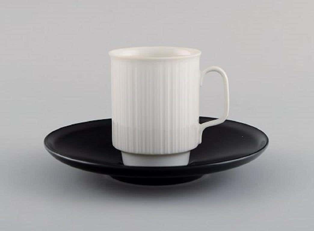 Tapio Wirkkala For Rosenthal, Three Porcelain Noire Mocha Cups With Saucers