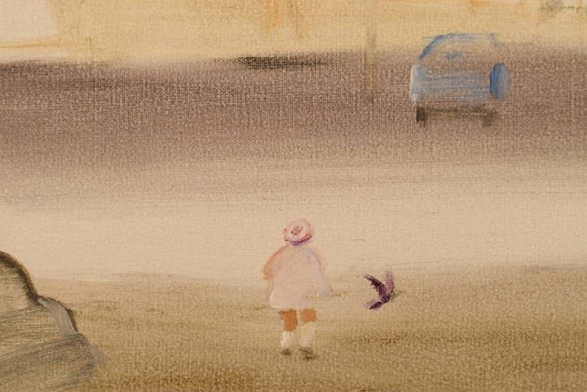 Olle Lindgren, Sweden, Oil On Canvas, City Motif, Dated 1976 photo 439.0