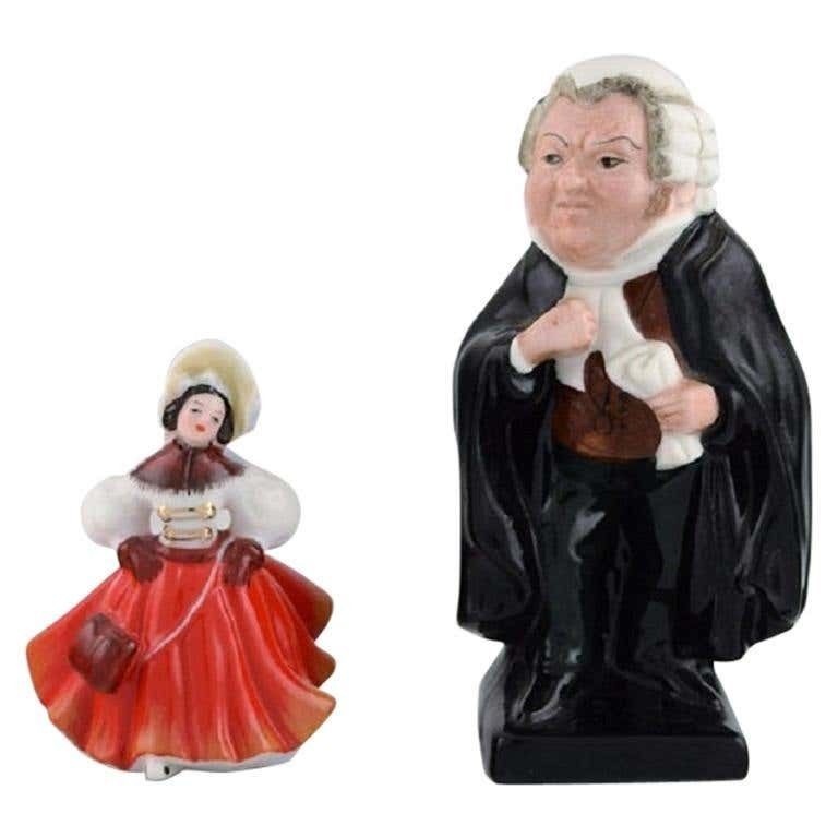 Two Royal Doulton Porcelain Figurines, Dancer And Judge, Buzfuz, Mid 20th C photo furniture
