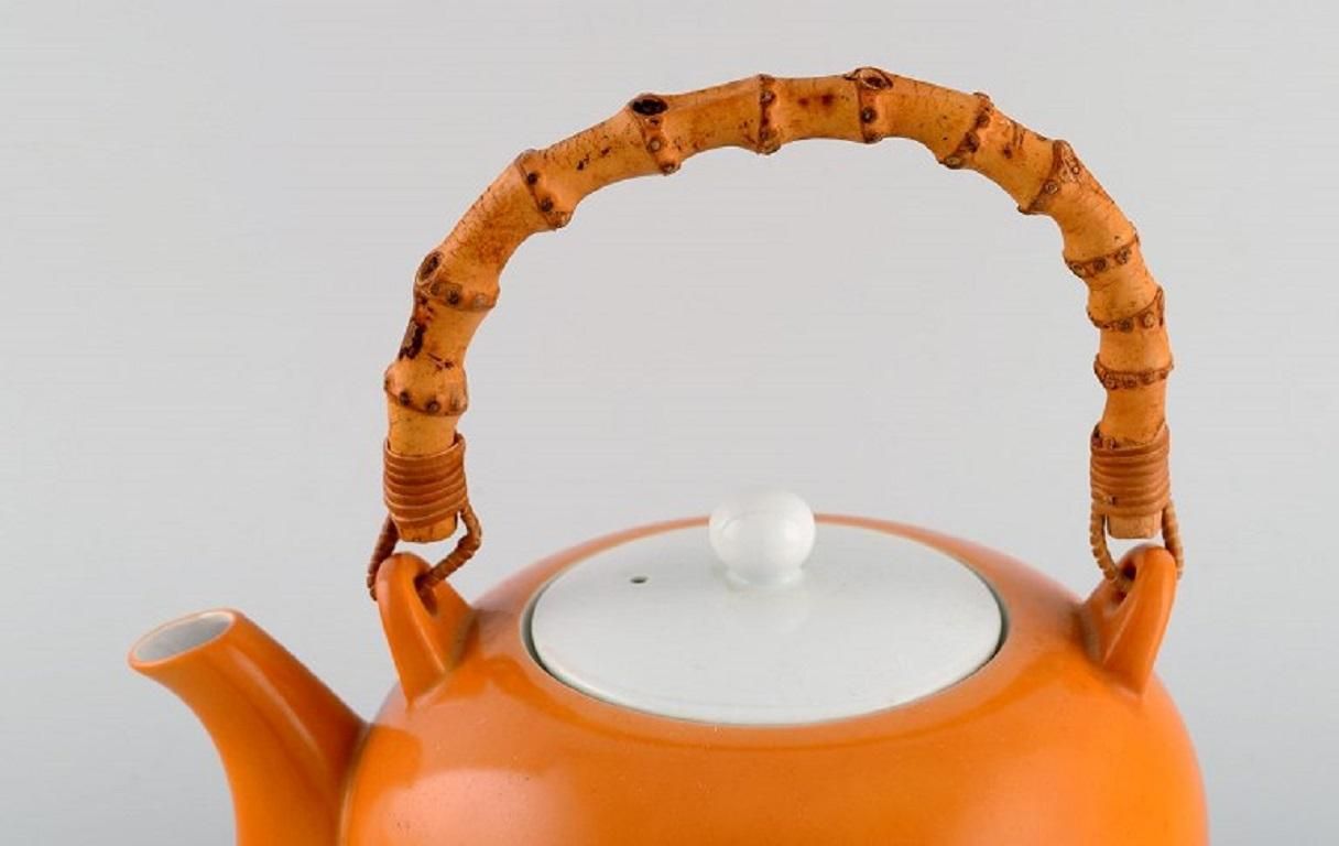 Kenji Fujita For Tackett Associates, Porcelain Teapot With A Bamboo Handle photo for sale