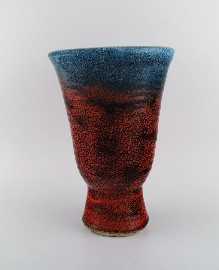 Accolay, France, Large Art Deco Vase In Glazed Ceramics, 1940s photo for sale