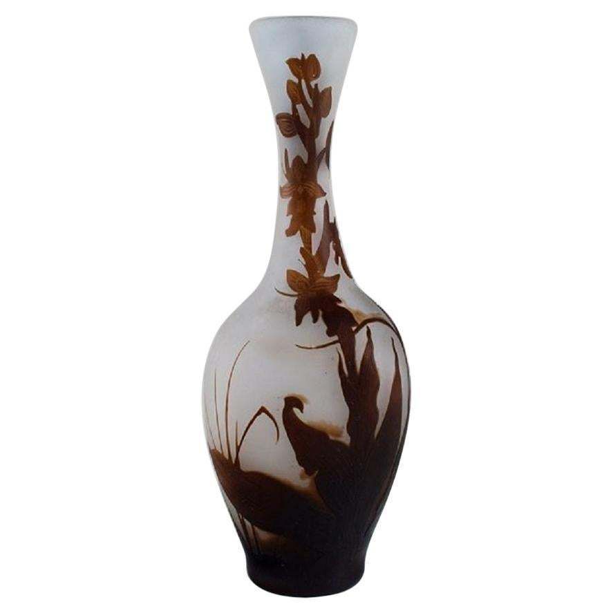 Early Emile Gallé Vase In Frosted And Brown Art Glass, Early 20th C.