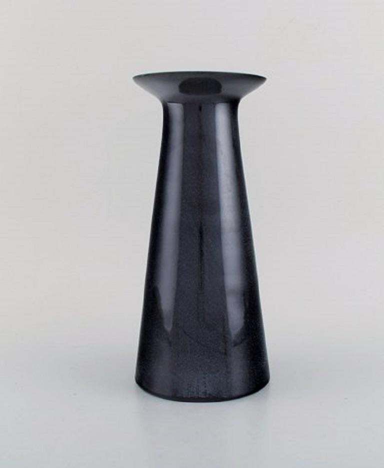 Stölzle Oberglas, Austria, Three Beatrice And Nora Vases In Black Art Glass photo for sale