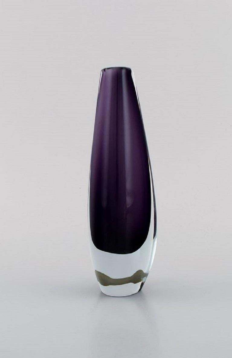 Strömbergshyttan, Sweden, Two Vases In Purple Mouth Blown Art Glass, 1960s / 70s photo furniture