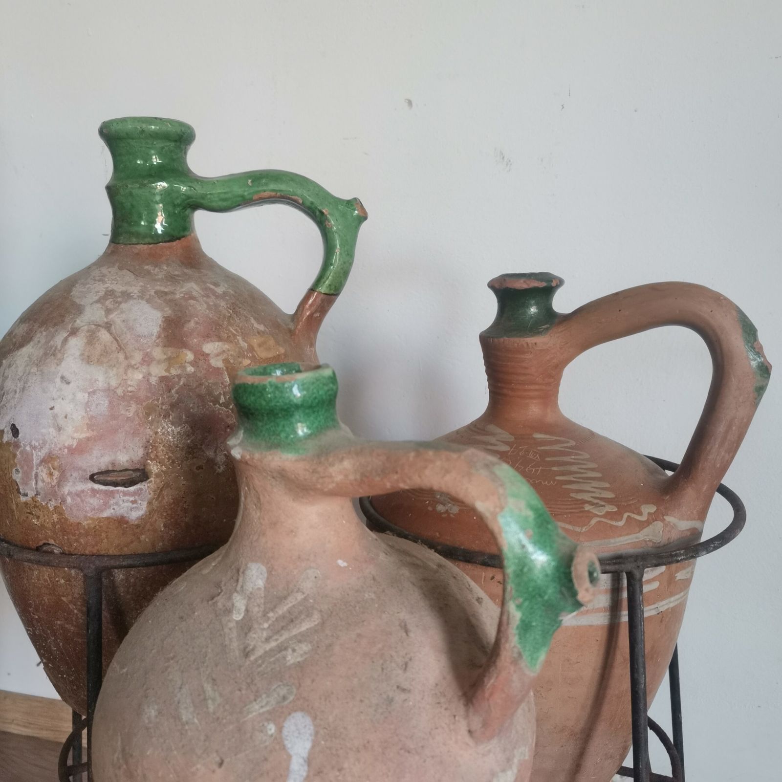 Beautiful Antique Set Of 3 Terracotta Pots From Central Europe photo for sale