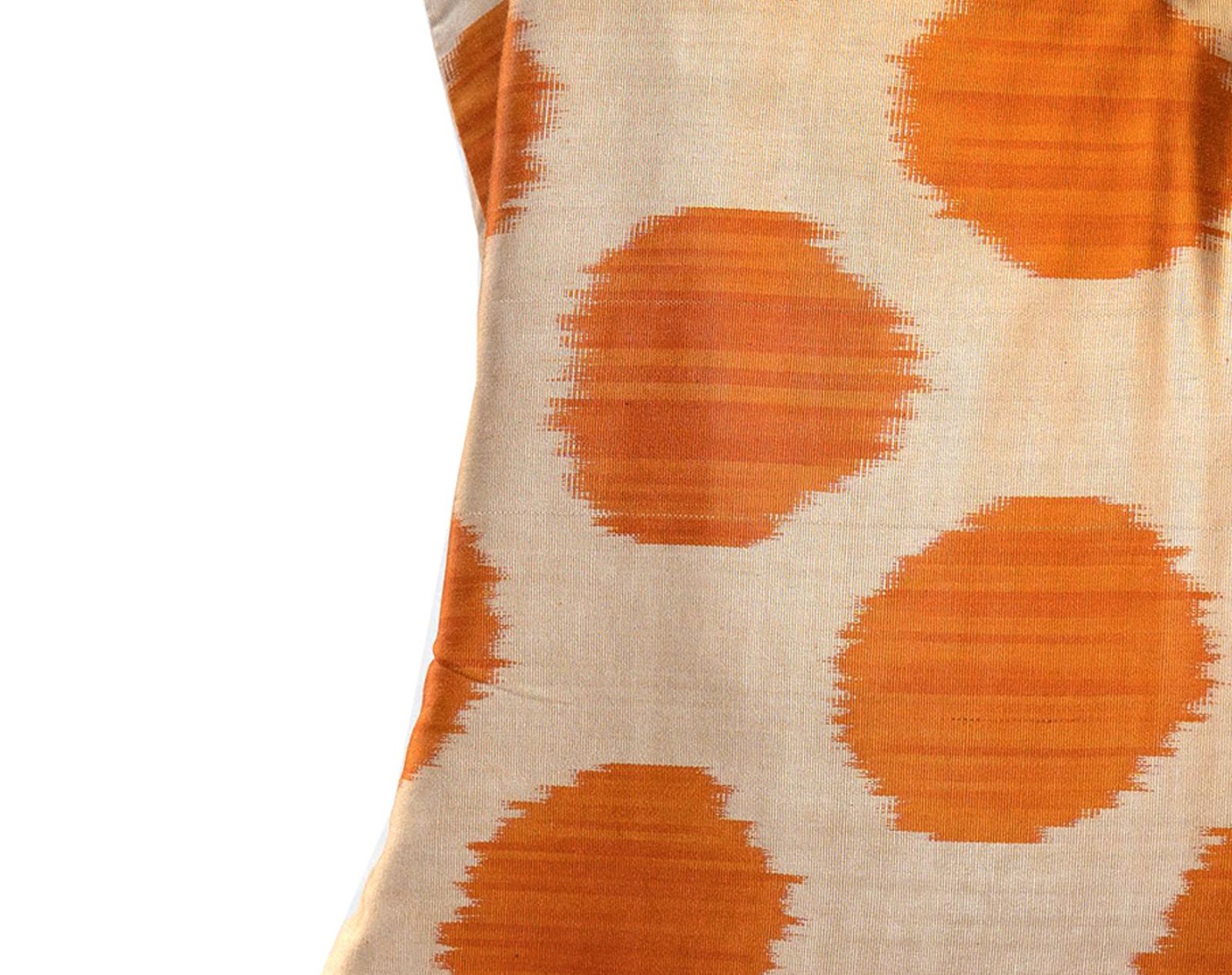 Handwoven Orange Pure Silk Ikat Style Cushion Cover, Scatter Pillow 45x45cm photo furniture