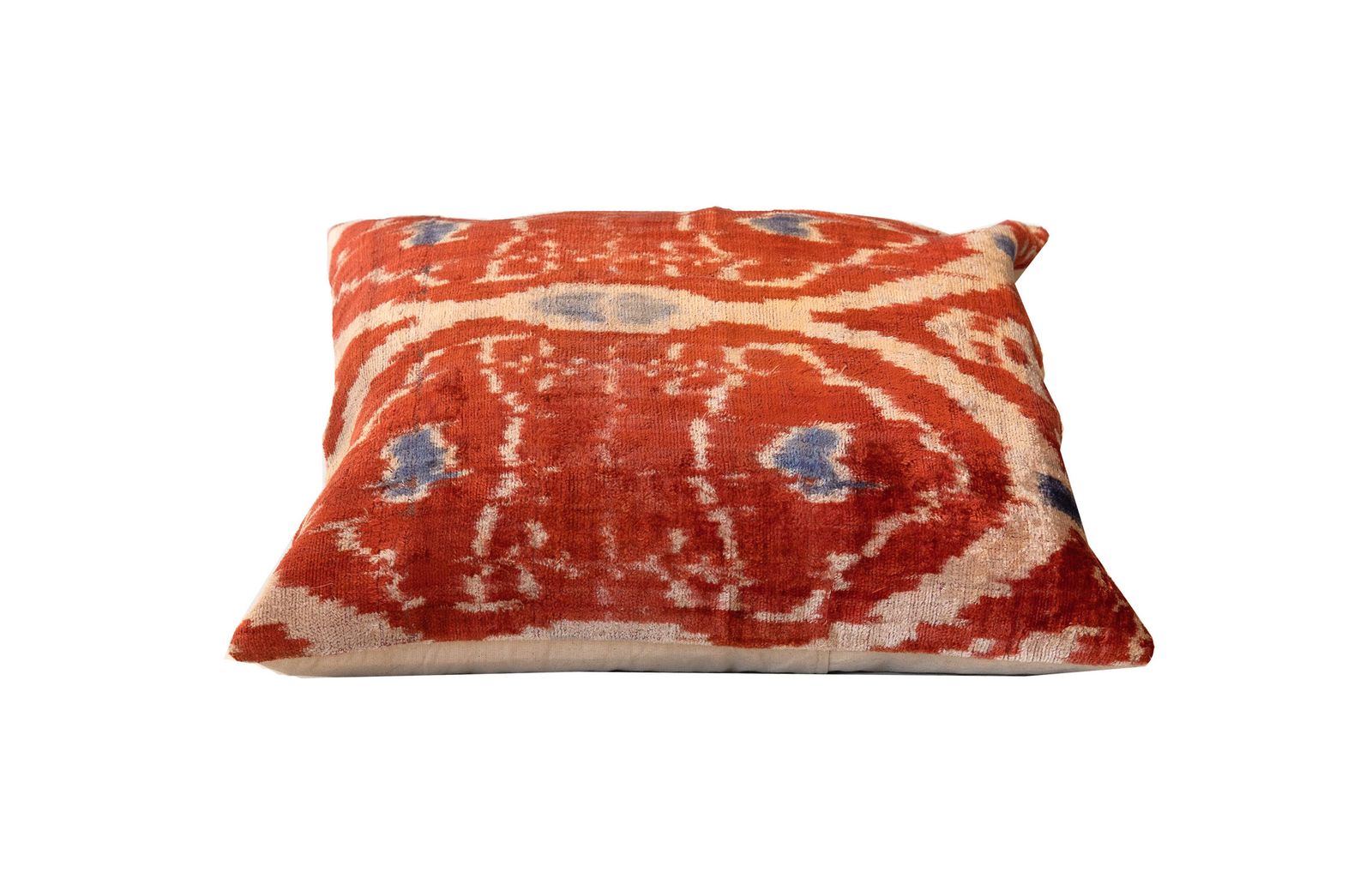 Blush Red Handwoven Velvet Silk Cushion Cover, Ikat Design Scatter Pillow photo for sale