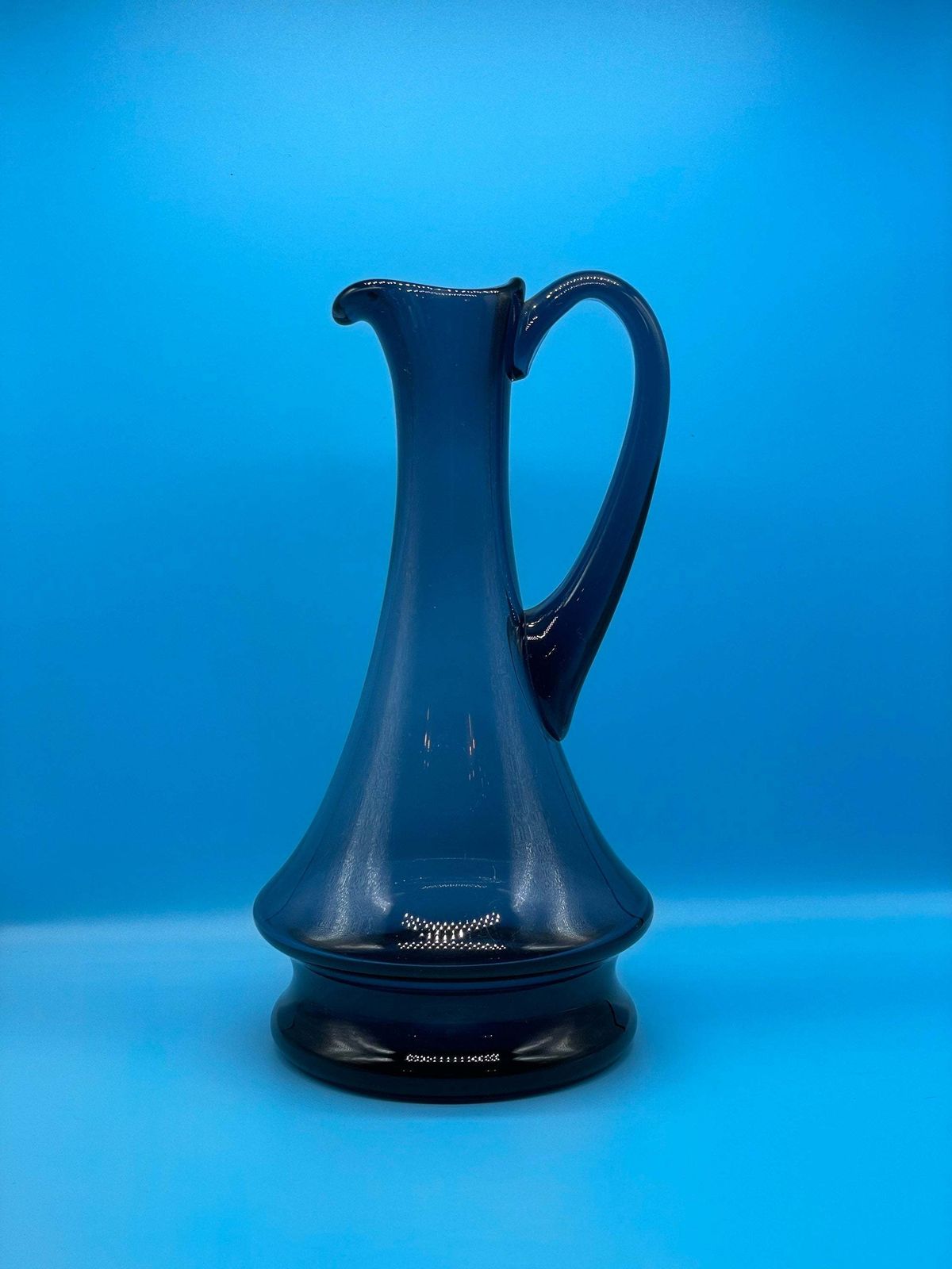 photo furniture Mid Century Modern Handmade Blue Glass Decanter / Carafe
