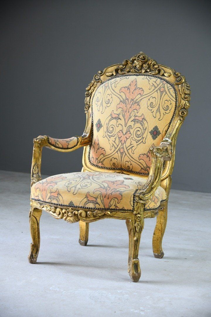 Louis XV Style French Gilt Chair photo furniture