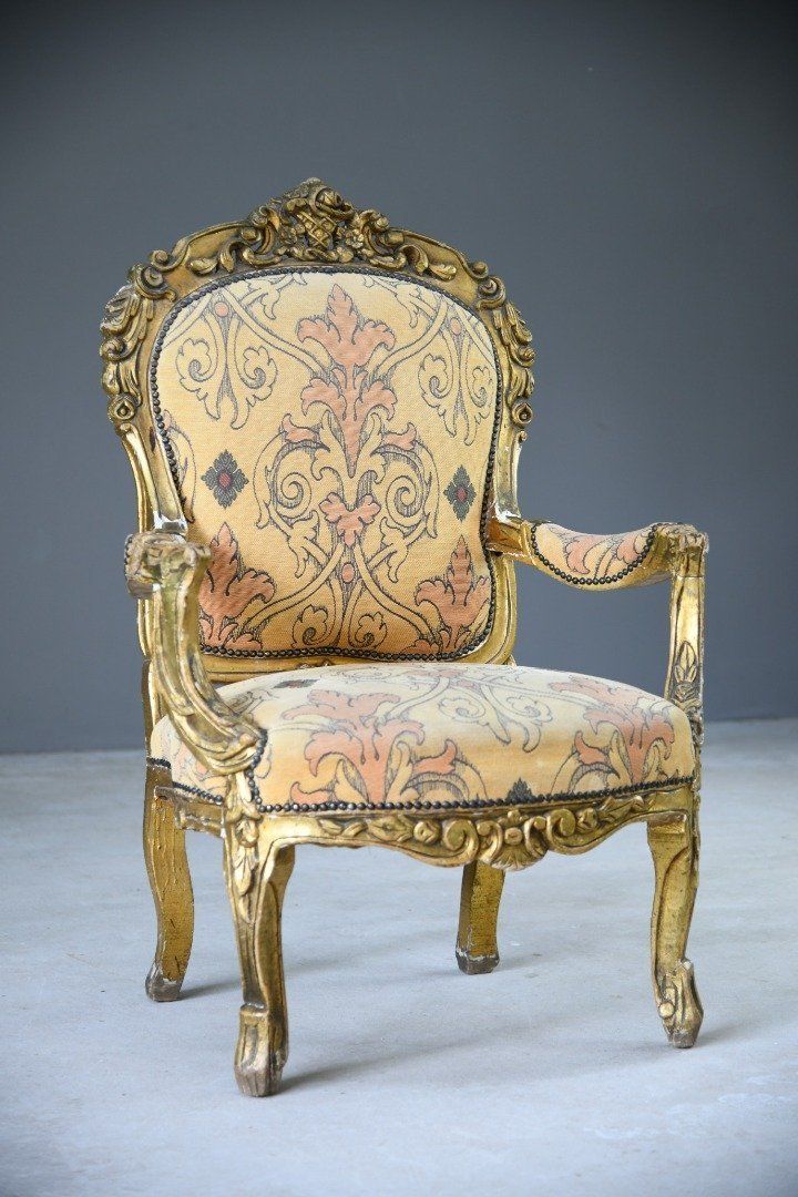 Louis XV Style French Gilt Chair photo vintage