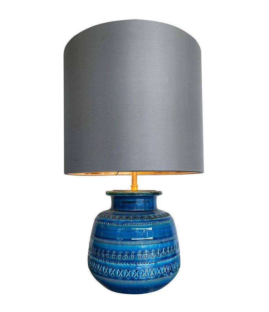 Lovely 1960s Bitossi Ceramic Lamp By Aldo Londi In Famous "Rimini Blue" photo for sale