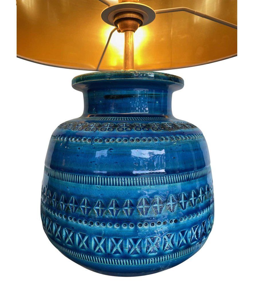 Lovely 1960s Bitossi Ceramic Lamp By Aldo Londi In Famous "Rimini Blue" photo buy
