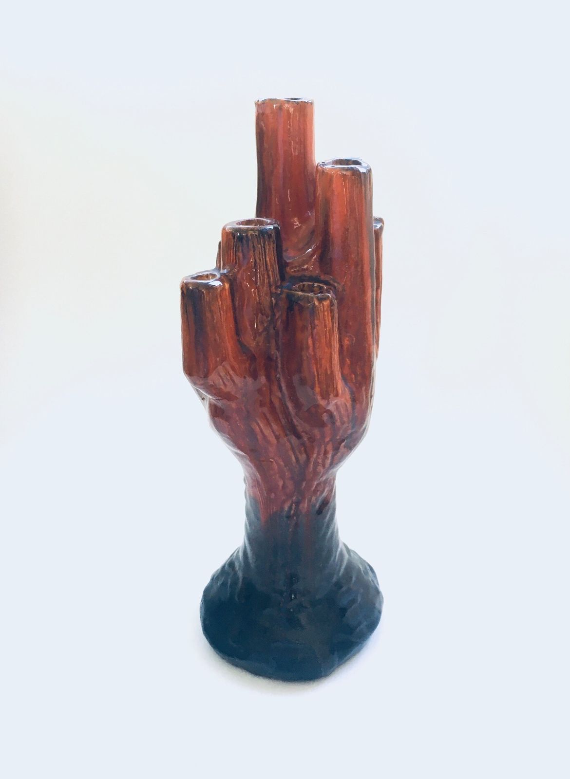Mid Century Studio Aardewerk Kandelaar In De Vorm Van Een Cactus, Gesigneerd F.B. – Jaren 1960 photo furniture