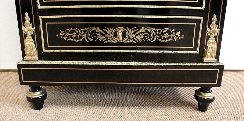 photo vintage Secretary In Blackened Wood, Napoleon III, Period 19th Century