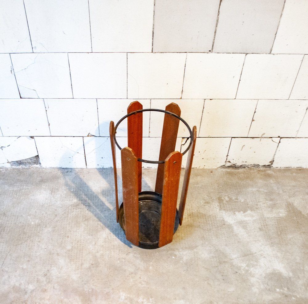 Paraplubak Van Ijzer, Aluminium En Hout, Ca. Jaren 1950 photo 426.4