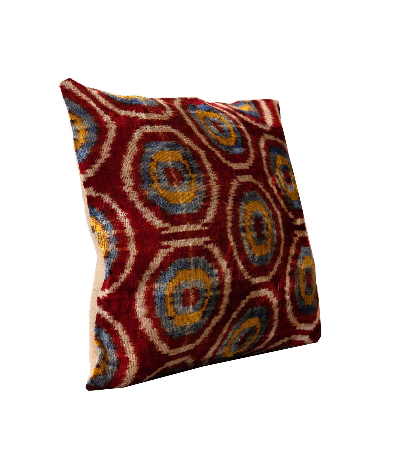 Red Spotted Pattern Cushion Cover, Handwoven Velvet Scatter Pillow  45x45cm photo Textiles
