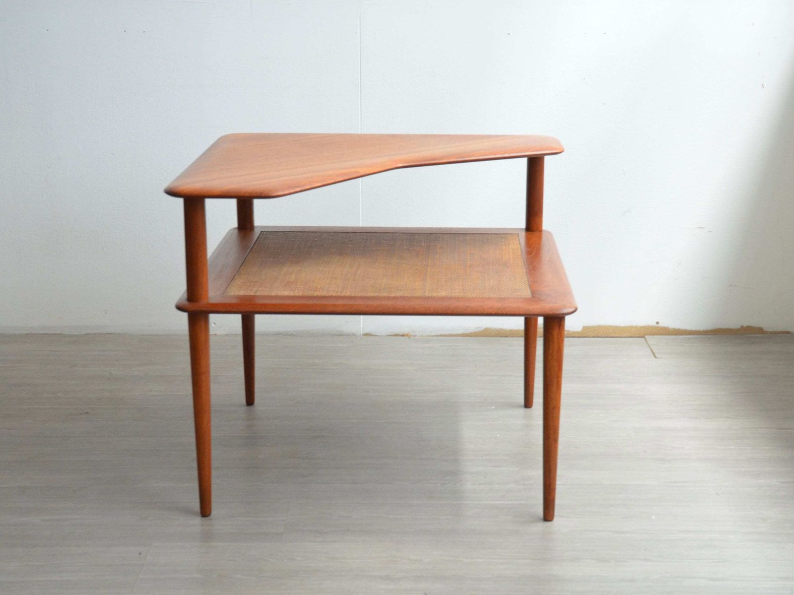 Corner Table By Peter Hvidt In Teak & Cane photo for sale