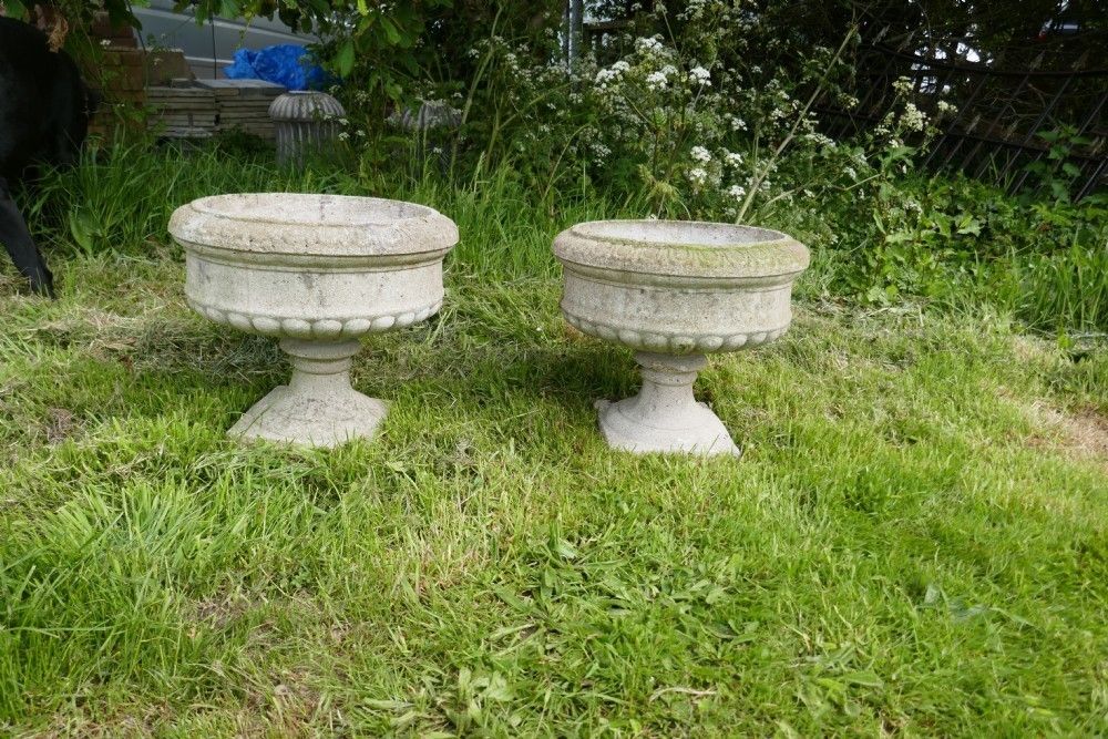 Pair Of Large 20th Century Pair Of Weathered Cast Garden Planters photo 1188.0