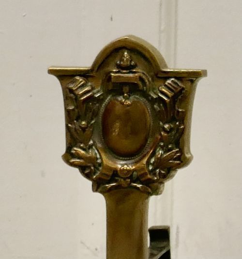 An Elegant Pair Of 19th Century Brass Andirons Or Fire Dogs photo 330.0