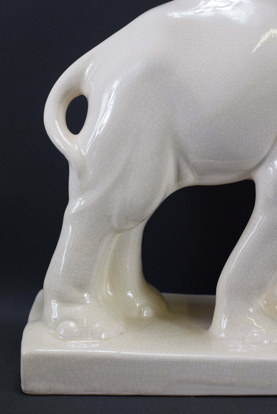 Art Deco White Ceramic Elephants Statue By Ste Radegonde Lemanceau photo Art
