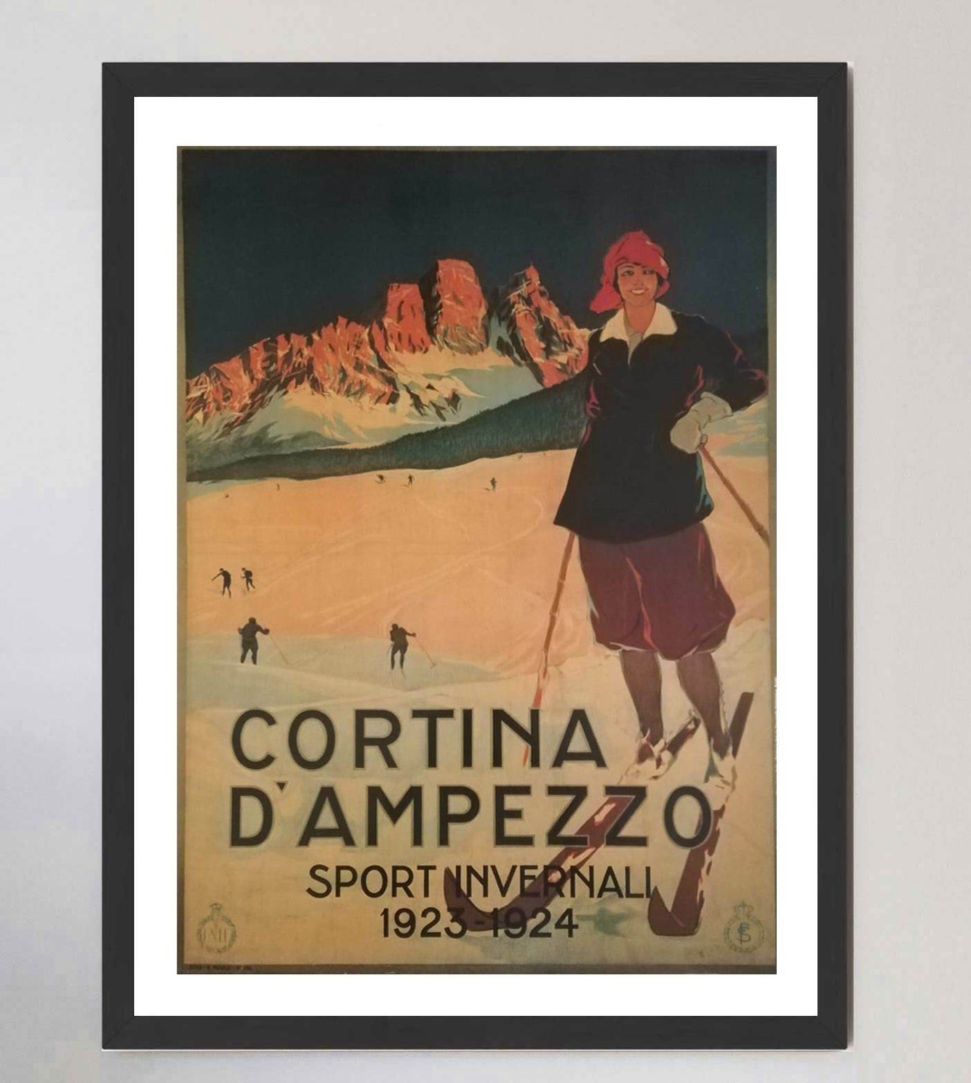 Cortina D'ampezzo, 1920s Original Vintage Poster photo furniture