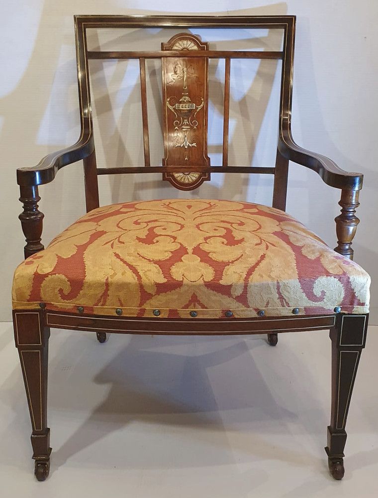 Edwardian Inlaid Rosewood Nursing Or Bedroom Armchair