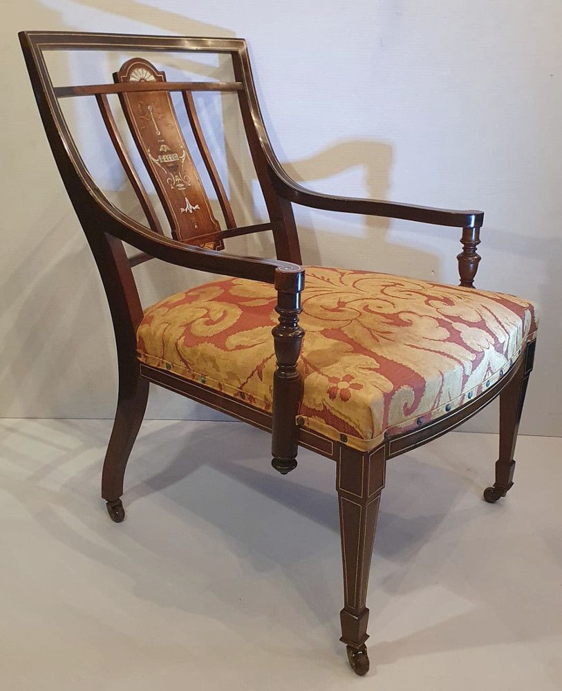 Edwardian Inlaid Rosewood Nursing Or Bedroom Armchair photo furniture