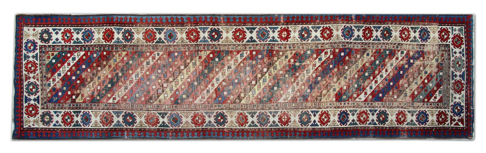 Hand Made Antique Wool Caucasian Ganjeh Runner Rug 90x323cm photo buy
