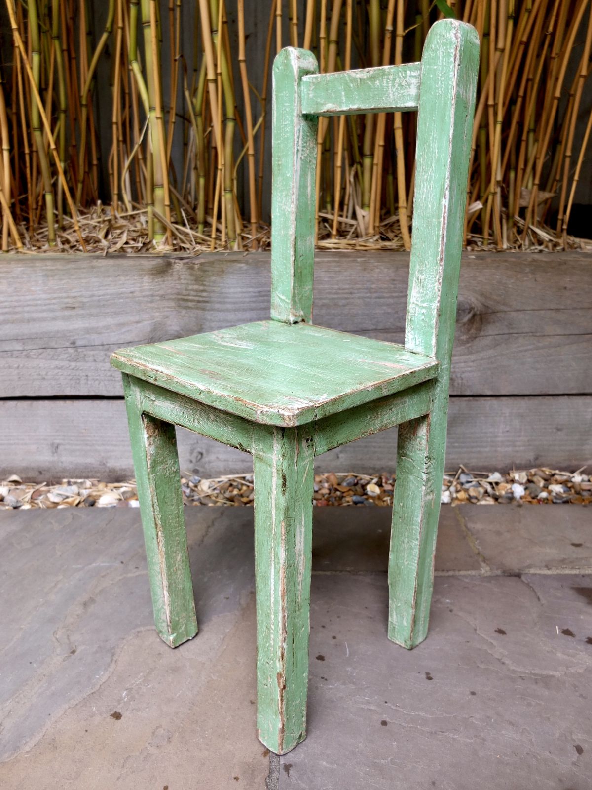 Rustic Painted Wooden Childs Chair photo 75.0