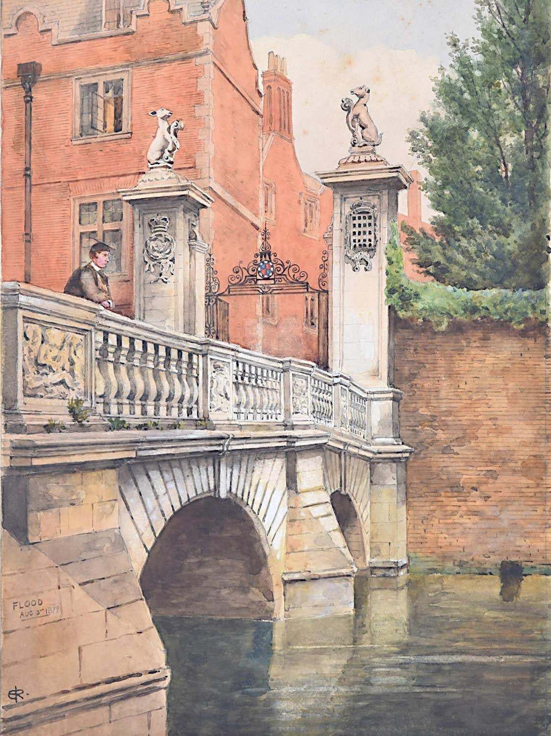 St John's College Cambridge Edwardian Watercolour (C.1900)